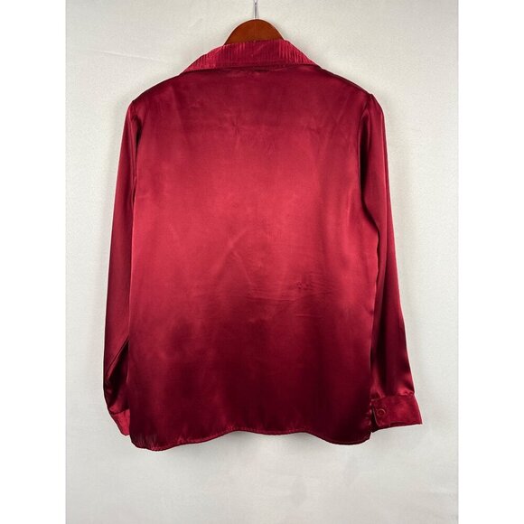 Susan Graver Style Satin Button-Up Blouse XS Red - Picture 5 of 5